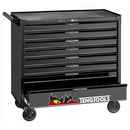 Teng Tools Roller Cabinet Tool Box Workstation, 8 Drawer, Black, 37 in W TCW208NBK1